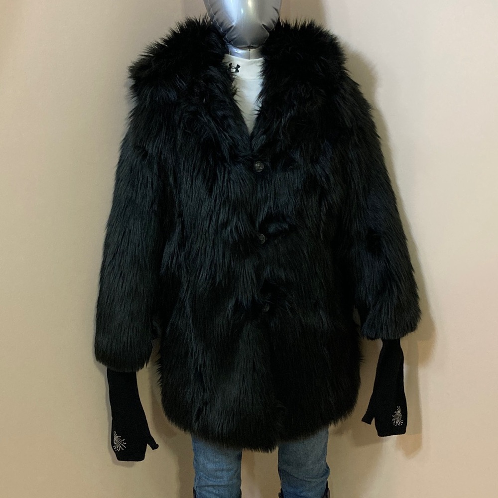 SpiritHood Faux Fur Coat - Women's Plush Button-Front Jacket